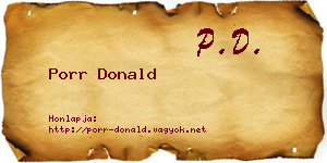 Porr Donald névjegykártya